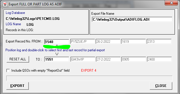 Export window